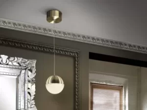 Image of Sphere Integrated LED Globe Ceiling Pendant Brass