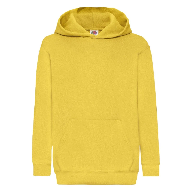Image of Fruit of the Loom Classic Hooded Sweatshirt in Yellow Size: 12-13 Years Yellow Unisex 12-13 Years