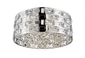 Image of Lola Crystal 5 Light Flush Ceiling Fitting Chrome