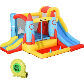Image of Outsunny - Bounce Castle House Inflatable Rocket Design w/ Carrybag and Inflator
