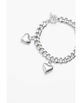 Image of Mood Puffed Heart Charm Chain Bracelet