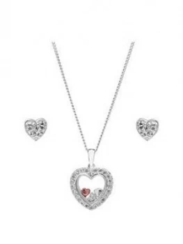 Image of Simply Silver Cubic Zirconia Heart Shaker Jewellery Set