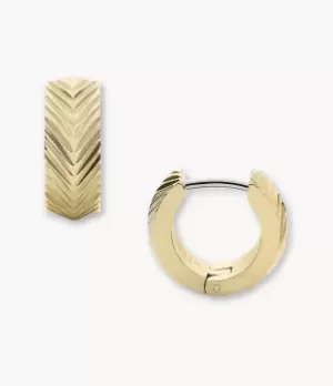 Image of Fossil Women Harlow Linear Texture Gold-Tone Stainless Steel Huggie Hoop Earrings