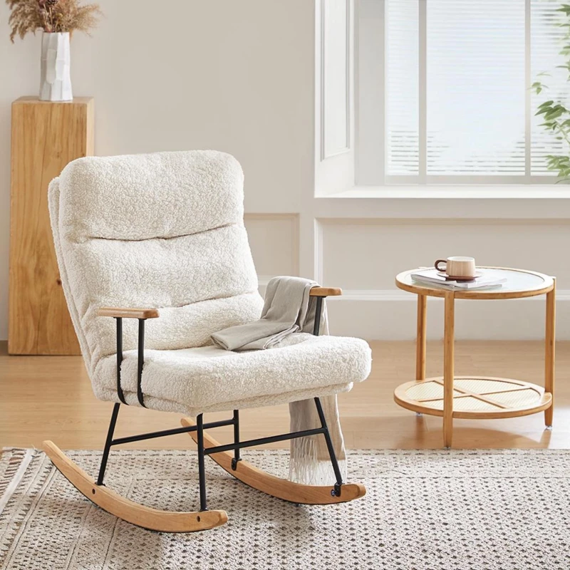 Image of Kabinet UK Sherpa Upholstered Adjustable Rocking Chair White unisex One size