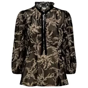 Image of James Lakeland Black Sheer Frill Collar Blouse - 8