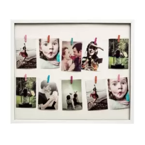 Image of Premier Housewares Washing Line Photo Frame 10 Peg - White Plastic Frame