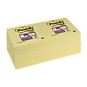 Image of Post-it Super Sticky Notes 76 x 76mm Canary Yellow 12 Pieces of 90 Sheets