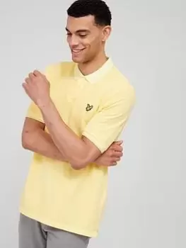 Image of Lyle & Scott Pigment Dyed Polo Shirt - Yellow, Yellow, Size S, Men