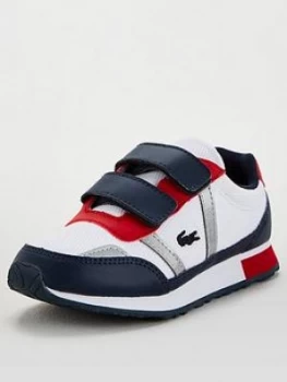 Image of Lacoste Partner 120 Strap Trainers - White/Navy, Size 3 Younger