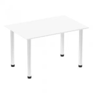 Image of Impulse 1200mm Straight Table White Top Chrome Post Leg I003584