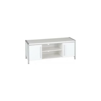 Image of Seconique Charisma 2 Door 1 Shelf TV Unit White Gloss & Chrome Legs