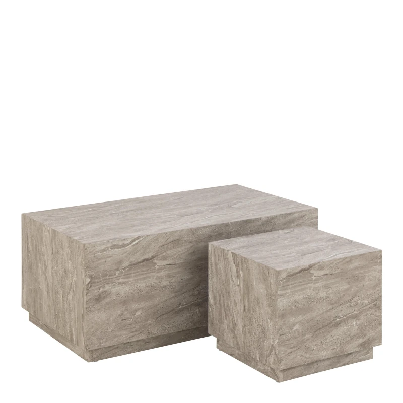 Image of Furniture To Go Dice Coffee Table Set In Grey Marble
