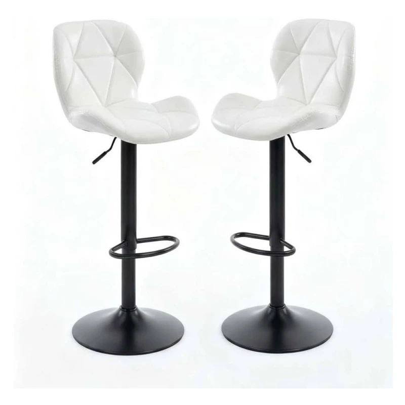 Image of Alivio 2 Piece Modern Faux Leather Adjustable Bar Stool Backrest Bar Chairs in White White Unisex