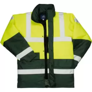 Image of Oxford Weave 300D Class 3 Hi Vis Contrast Traffic Jacket Yellow / Green 2XL