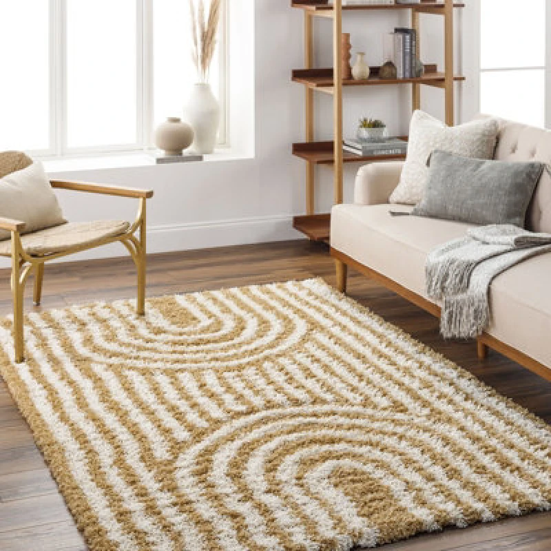 Image of Livabliss Shaggy Modern Plush Pile Camel Christina Area Rug 160 X 220 Cm - Easy Care, Non Shedding, Ideal For Living Room & Bedroom