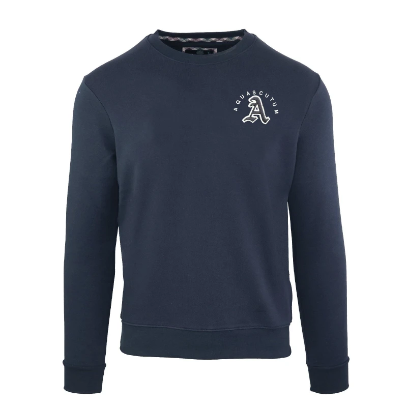 Image of Aquascutum Mens Roundnk Sweat Crew Sweatshirt Crew Sweaters Small Blue 52310318350
