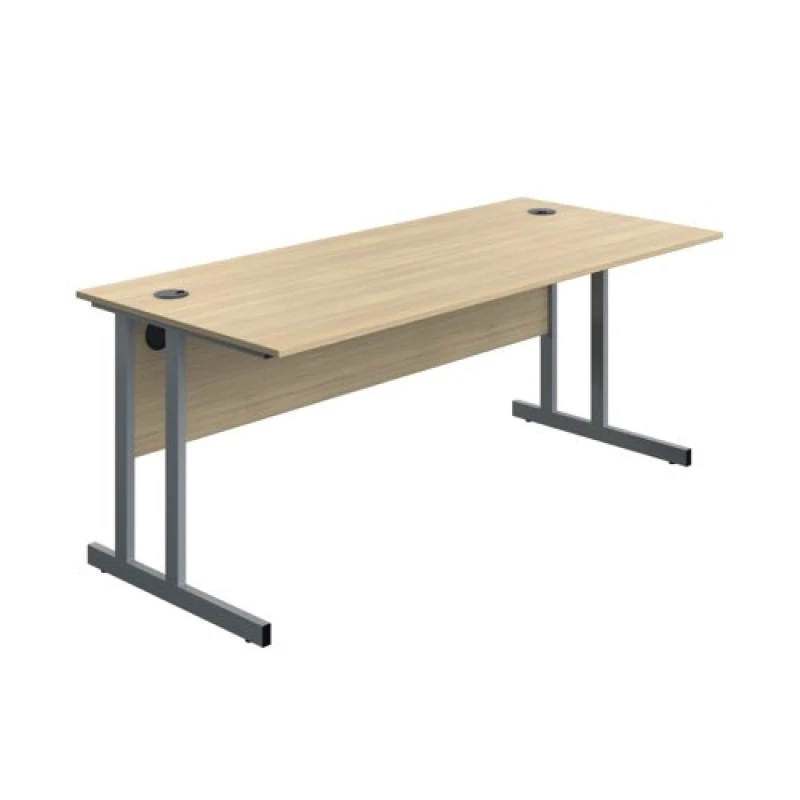 Image of Serrion Twin Upright Desk 1800x800x730mm Oak/Silver KF800255