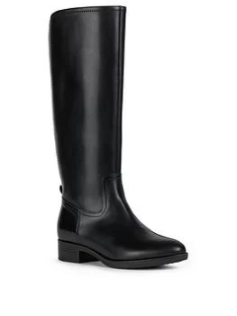 Image of Geox Felicity Leather Knee Boots - Black, Size 4, Women