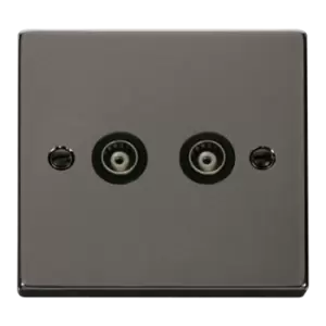 Image of Click Scolmore Deco 2 Gang Isolated Co-Axial Socket - VPBN159BK
