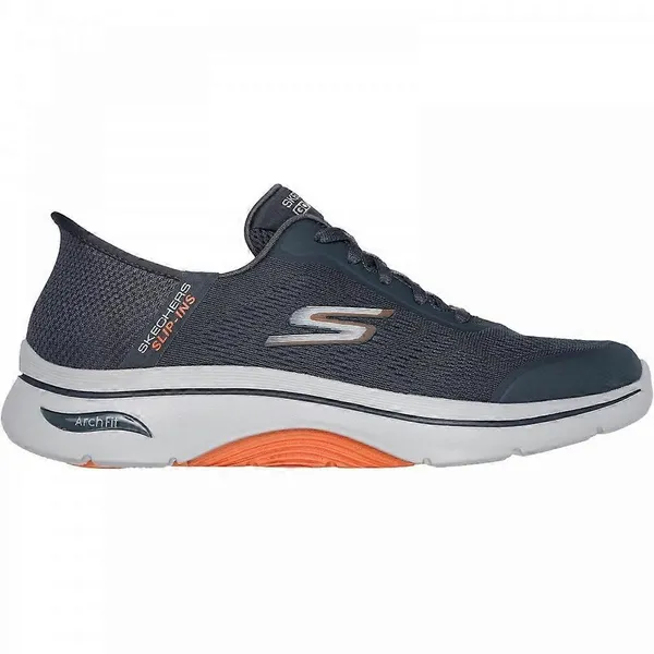 Image of Skechers Slip-in Arch Fit 2.0 Simplicity 2 Trainers Charcoal/Orange 12 UK