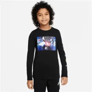 Image of Nike Long Sleeve Boxy T-Shirt Junior Boys - Black