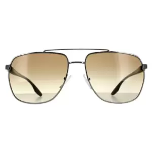 Image of Aviator Gunmetal Brown Gradient Sunglasses