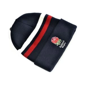 Image of England Rugby Striped RFU Core Turn Up Hat Navy White Red