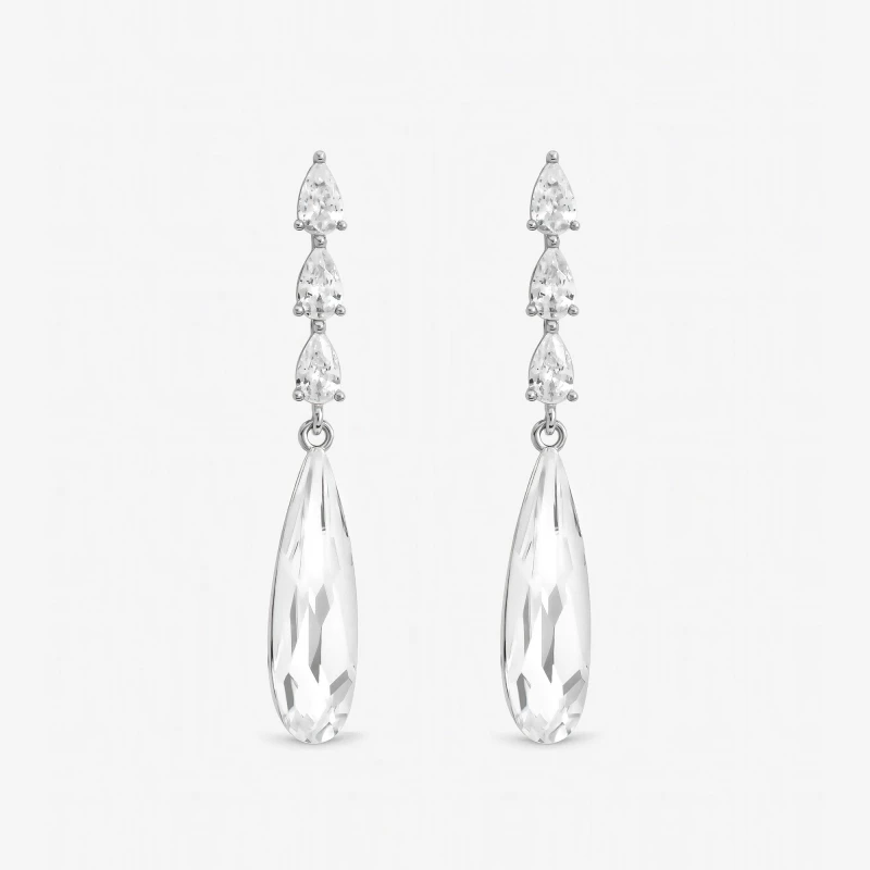 Image of Jon Richard Rhodium Plated Linear Pear Drop Earrings Drop Earrings One Size Silver 71641611000