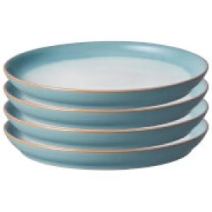 Image of Denby Azure Haze 4 Piece Coupe Dinner Plate Set