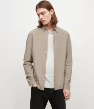 Image of AllSaints Mens Lovell Ramskull Shirt, Mink Grey, Size: M