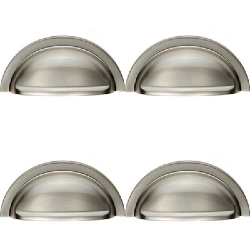 Image of Loops 4x Cabinet Cup Pull Handle 91 x 45mm 76mm Fixing Centres Satin Nickel Metallics unisex