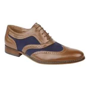 Image of Roamers Boys 5 Eye Brogue Oxford Shoes (2 UK) (Tan/Navy)