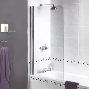 Image of Aqualux Shine Half Framed Radius 850mm X 1500mm X 6mm Clear Glass Silver Frame