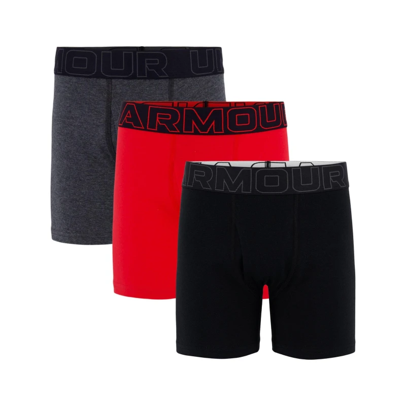 Image of Under Armour 3pk Cotton Boxers Junior Boys Blk/Red/Grey male (S) 8-9Y