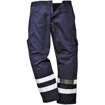 Image of S917 - Navy Sz S Tall Leg Iona Safety Combat Work Trousers HI-Vis - Portwest