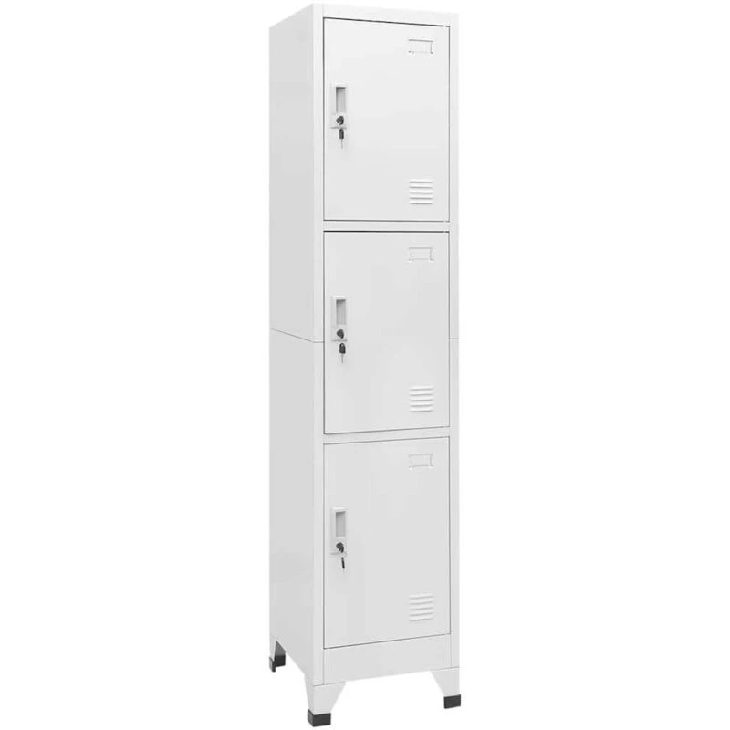 Image of vidaXL Locker Cabinet with 3 Compartments 38x45x180cm Changing Room Storage