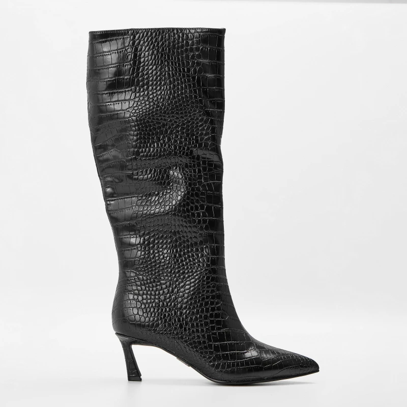 Image of Steve Madden Womens Lavan Ankle Heeled Boots Black Croco female 3 (36)