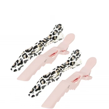 Image of The Vintage Cosmetic Company Shower Sectioning Clips - Pink and Leopard (4 Pack)