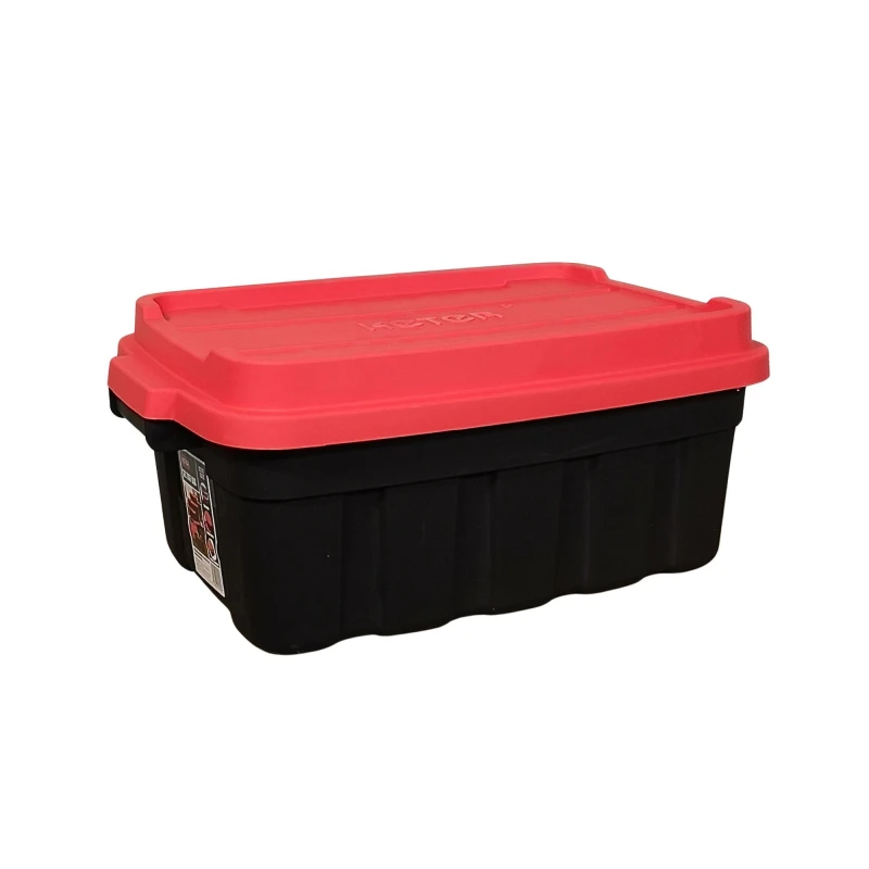 Image of Samuel Alexander 37L Black And Red Tuff Stackable Storage Box With Lid And Carry Handles
