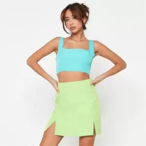 Image of Missguided Double Split Mini Skirt - Green