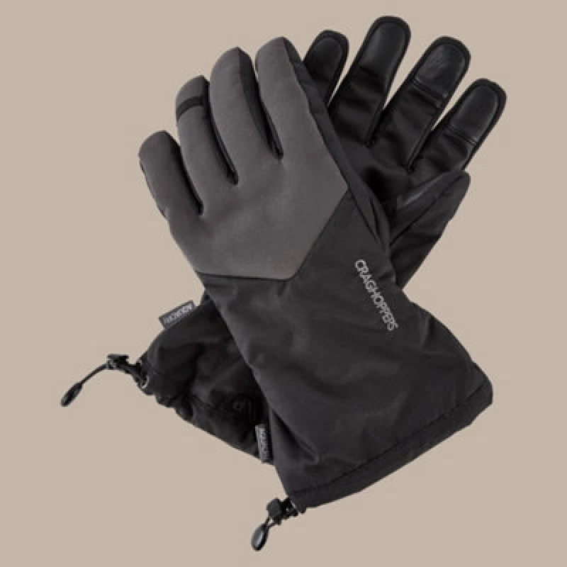 Image of Craghoppers Craghoppers Men 'Otho' Waterproof Gloves in Black Size: Small/Large Black S/M Male 5054904626236