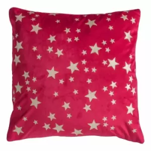 Image of Crossland Grove Star Metallic Velvet Cushion Red 450x450mm