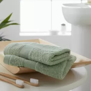 Image of Catherine Lansfield Anti-Bacterial 100% Cotton Face Cloth, Sage, 2 Pack