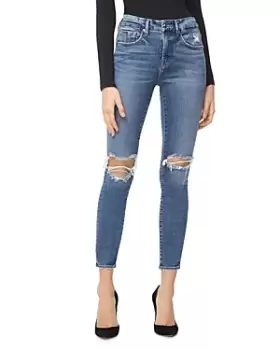 Image of Good American Good Legs High Rise Ripped Skinny Crop Jeans in Blue261