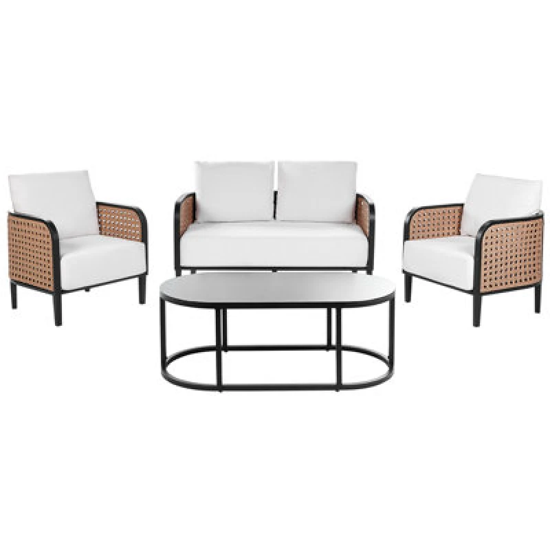Image of Beliani Garden Lounge Set With Table 4 Seater Montefalco Metal White