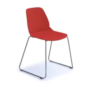 Image of Strut multi-purpose chair with chrome sled frame - red