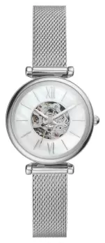Image of Fossil ME3189 Carlie Mini Mother-of-Pearl Cut-Out Dial Watch