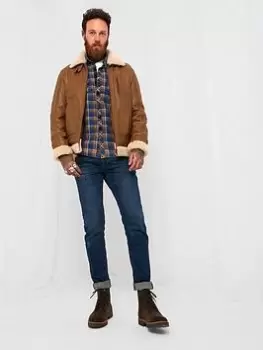 Image of Joe Browns Aim High Leather Jacket - Tan, Brown Size M Men