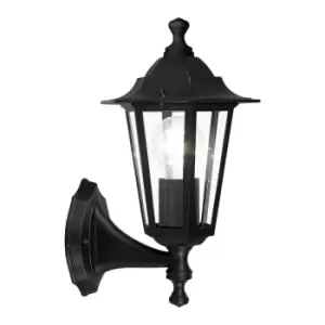 Image of IP44 Outdoor Wall Light Black Aluminium Lantern 1 x 60W E27 Bulb Porch Lamp