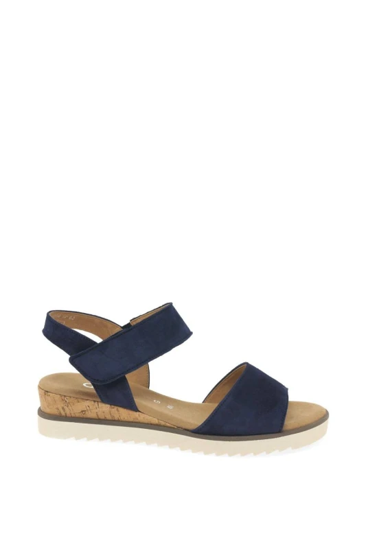 Image of Gabor 'Raynor' Low Wedge Sandals Dark Blue